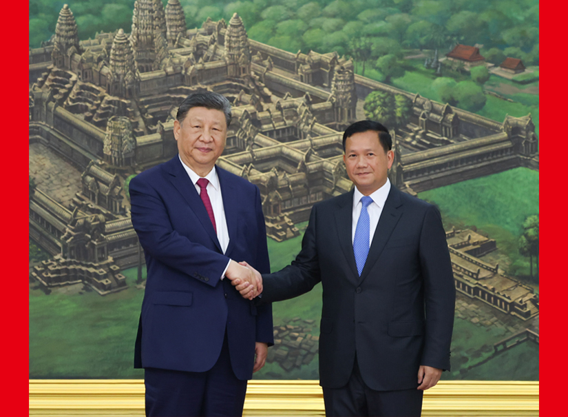 習(xí)近平同柬埔寨首相洪瑪奈舉行會談